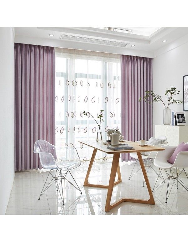 Manufacturer's hot selling meteor hemp curtain fabric physical shading cotton hemp solid color splicing curtain customized products cross-border