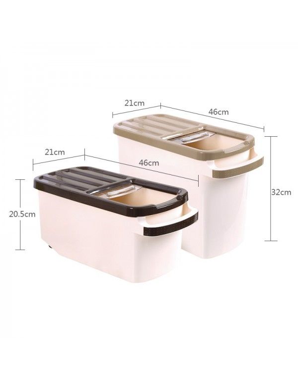 Japanese thickened plastic rice barrel with pulley storage barrel moisture-proof and insect proof rice barrel for daily use in kitchen