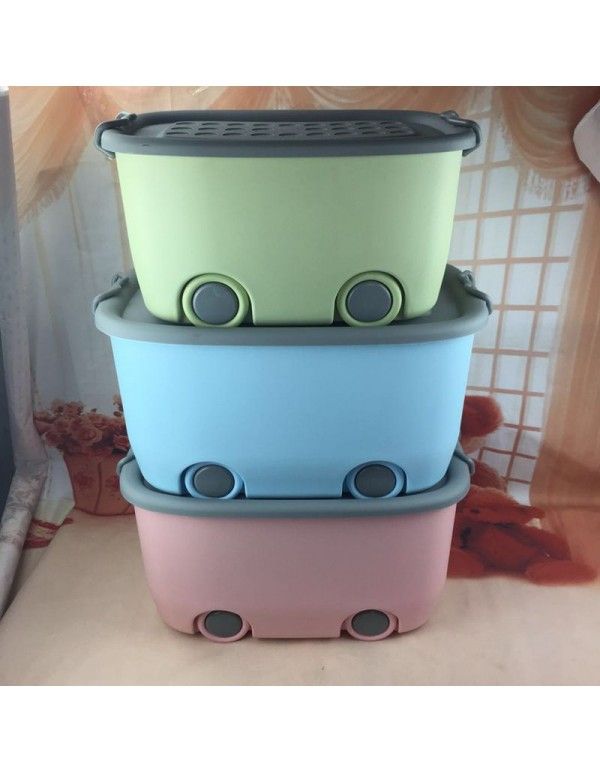 Cartoon pulley plastic finishing box thickened children's toy storage box with cover sundries storage box large