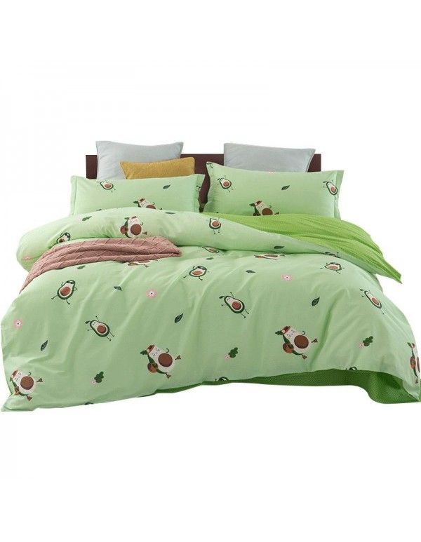 Duolove net red fruit pure cotton 4-piece avocado cotton set 1.5m Bed Bedding Set 