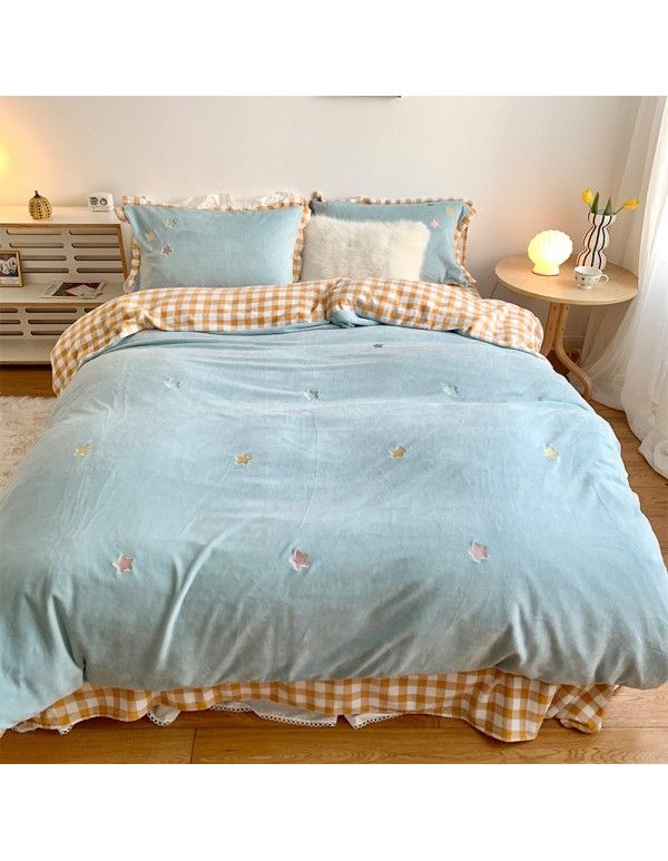 20 years of autumn and winter new products like winter thickening and warm keeping four pieces of bedding sets directly sold by manufacturers 
