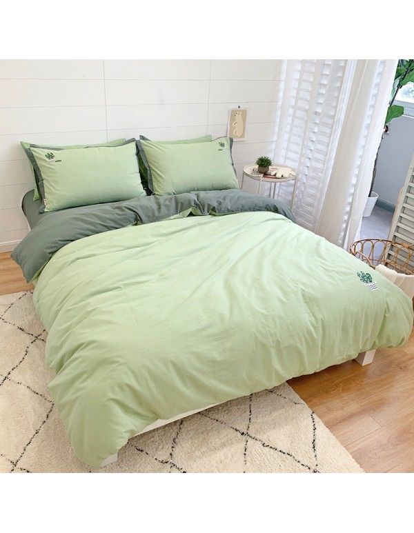 Four piece embroidered quilt cover made of pure cotton 