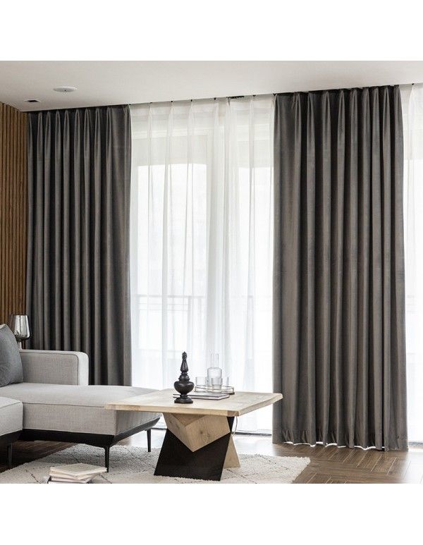 Meimi factory direct thickened shading flannel curtain hotel project shading heat insulation curtain finished curtain customization 