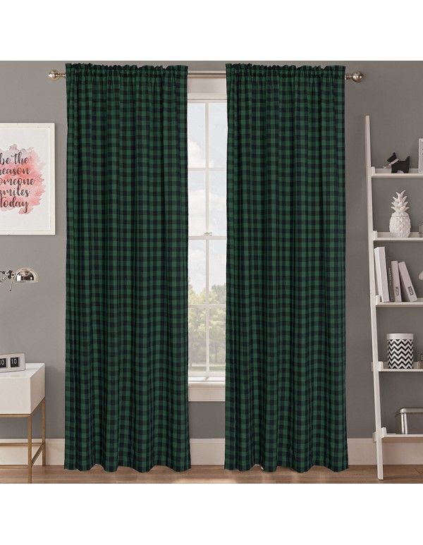 American rice factory direct sale Amazon popular curtain Nordic style lattice curtain Christmas curtain 