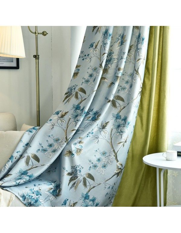 Curtain factory direct selling linen printing jacquard shading cloth simple modern wedding room living room bedroom curtain cloth wholesale 