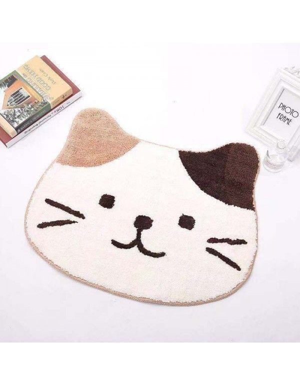 Cat head doormat, doormat, bathroom mat, antiskid carpet mat, creative animal wind, doormat for household entrance 