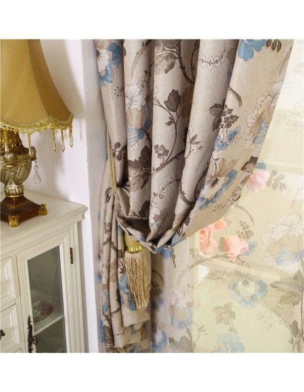 Factory direct selling thickened linen printing curtain cloth wholesale living room bedroom curtain special price Mediterranean style curtain 