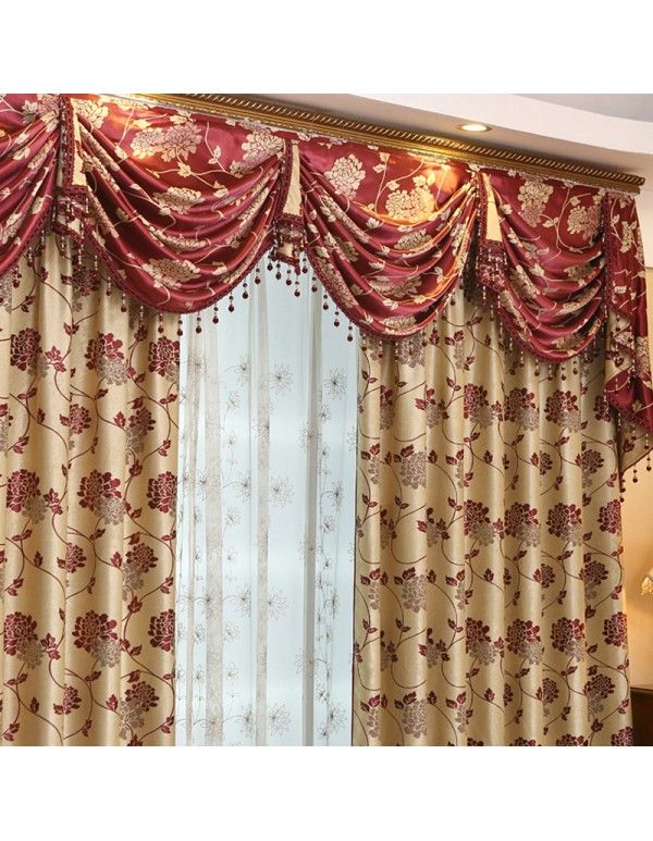 Cationic jacquard shading fabric European finished curtain perforated curtain window curtain curtain clearance special price 
