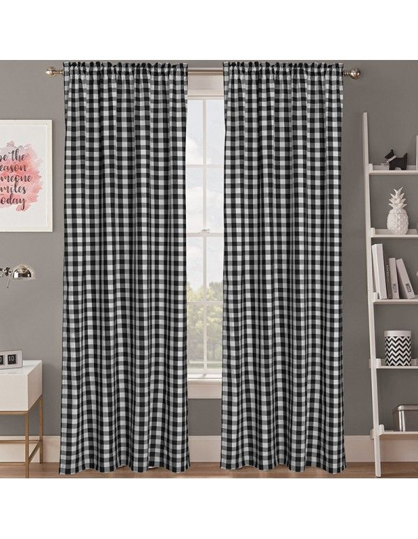 American rice factory direct sale Amazon popular curtain Nordic style lattice curtain Christmas curtain 