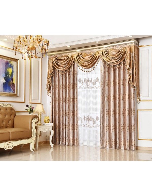 Direct selling European curtain cationic jacquard curtain cloth living room bedroom finished curtain quick sell through curtain 