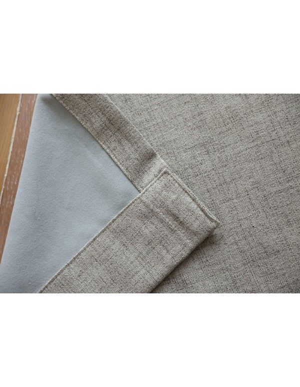 [Meimi] full shading curtain cloth linen cotton coating curtain imitation sun insulation Hotel thickened curtain 