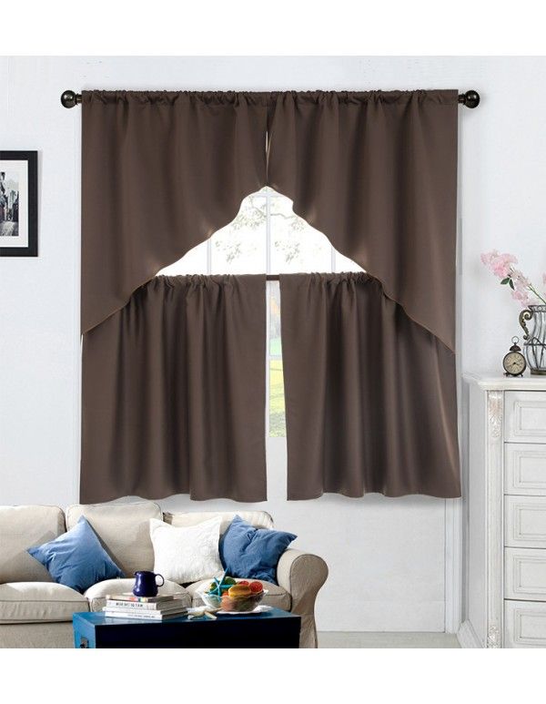 [Meimi] high precision pure color shading curtain short curtain kitchen curtain bay window curtain cross border finished curtain 