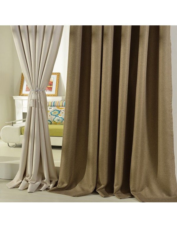 Curtain cloth manufacturers direct sales of new shading linen material modern simple plain color high-grade living room bedroom curtain cloth wholesale 