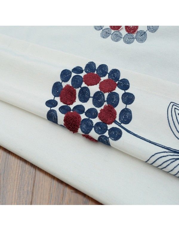 Direct sales of polyester cotton embroidered curtain finished curtain customization of white cotton embroidery curtain 