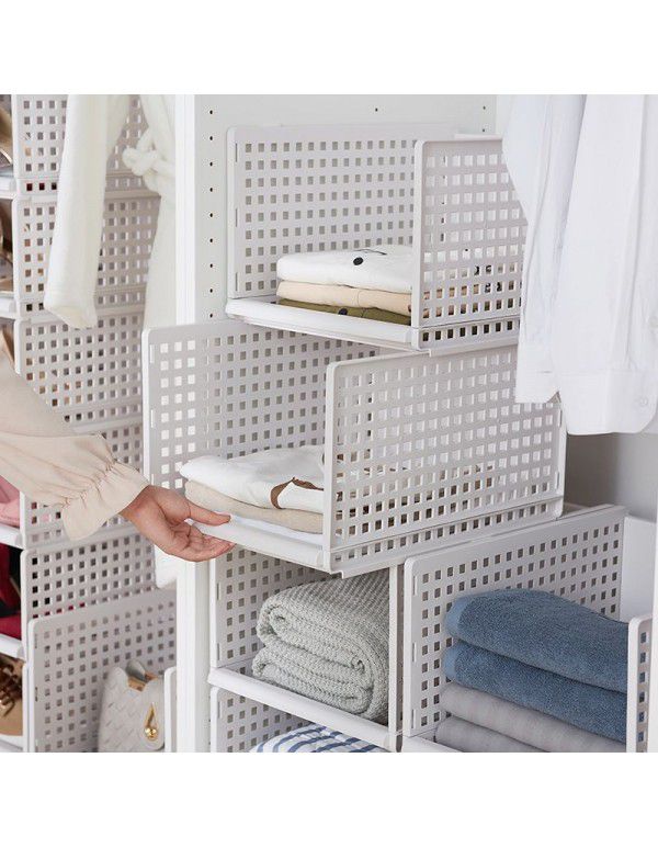 Wardrobe storage simple wardrobe storage layered partition drawer type storage rack household arrangement shelf bedroom shelf 