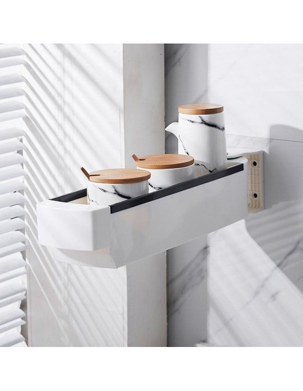 Corner bathroom kitchen storage rack wall non punching plastic rotary multi-functional shelf suction type 