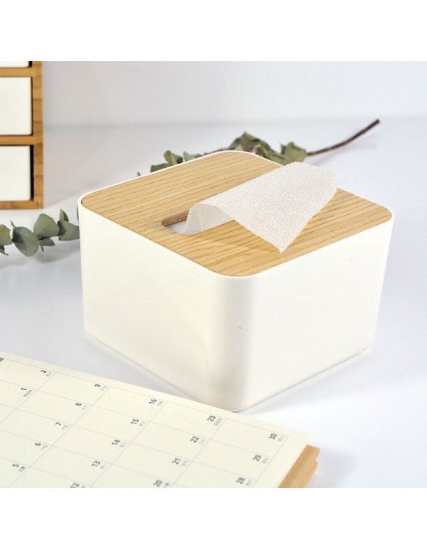 Japanese style paper towel box tube household creative plastic cover living room tea table napkin storage box suction box 