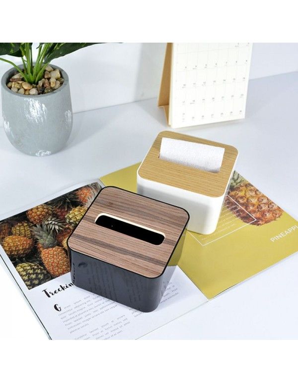 Japanese style paper towel box tube household creative plastic cover living room tea table napkin storage box suction box 