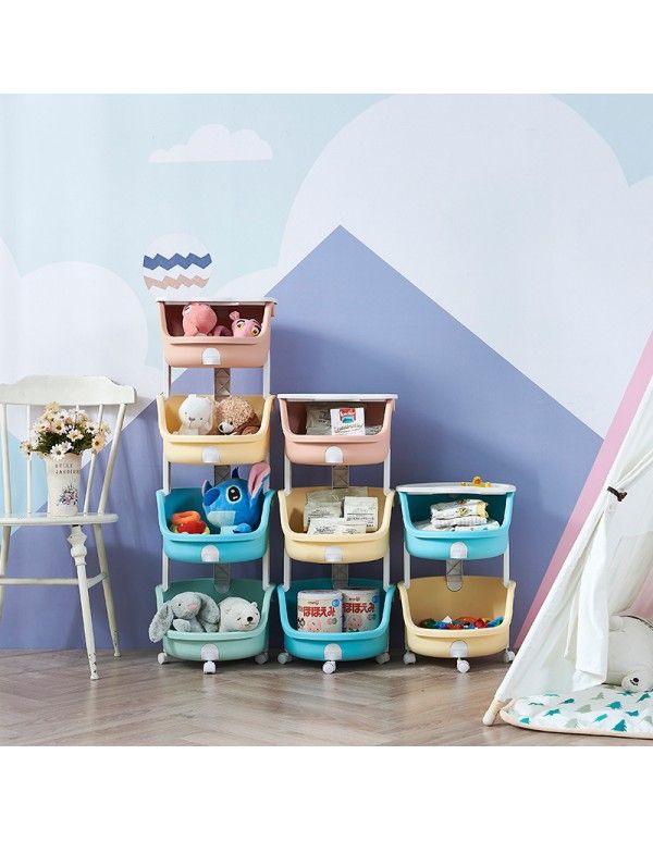 Children's toy storage rack bedroom movable shelf floor multi-storey cart snack box family living room bookshelf 