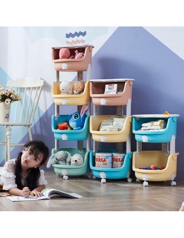 Children's toy storage rack bedroom movable shelf floor multi-storey cart snack box family living room bookshelf 