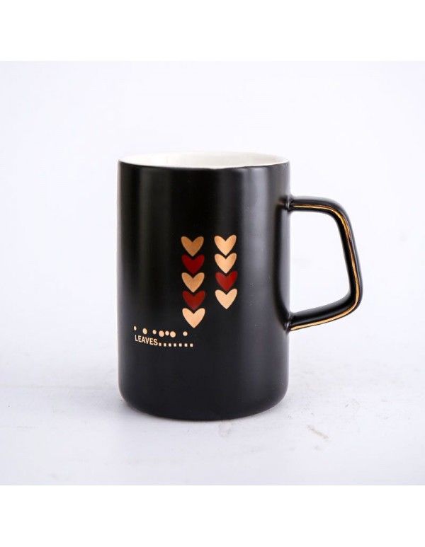 Art gold heart Mug high grade office ceramic water cup men and women lovers cup household ceramic cup 