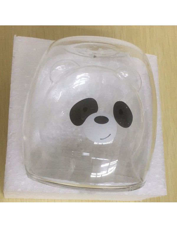 Cartoon Bear double layer heat resistant glass high silica gel double transparent cute bear milk cup panda coffee cup 