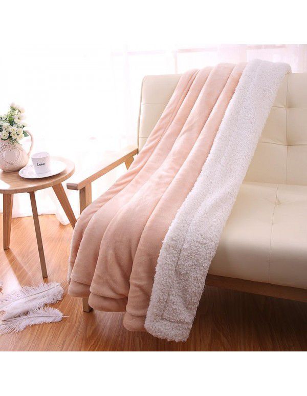 Double layer thickened flannel blanket, warm in winter, lambskin blanket, autumn and winter, manufacturer sells one piece of blanket directly 