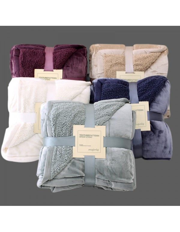 Foreign trade blanket in autumn and winter double-layer thickened flannel single double blanket lamb compound blanket in winter 