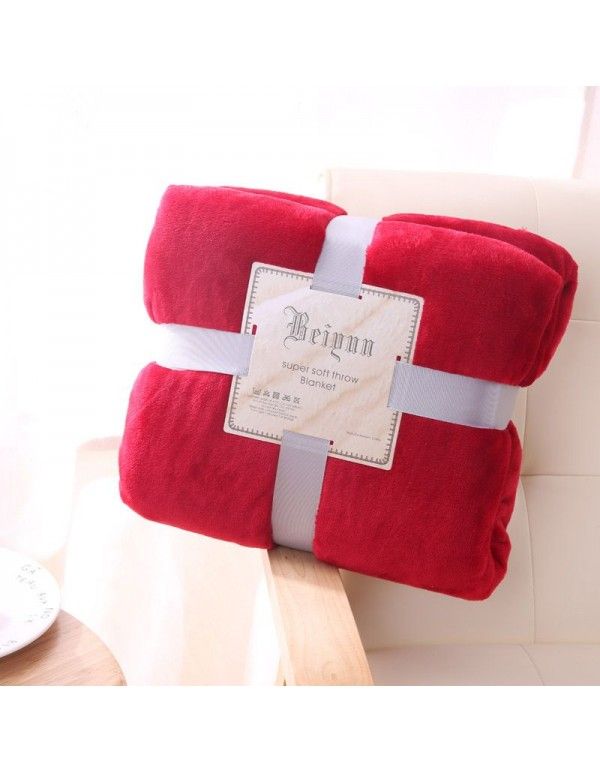 Double face flannel blanket summer air conditioning blanket solid color foreign trade blanket factory price direct sale sofa blanket special price 