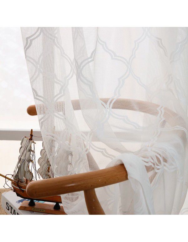 High grade warp knitting yarn living room bedroom bedroom study European curtain curtain curtain cloth transparent window gauze customized products