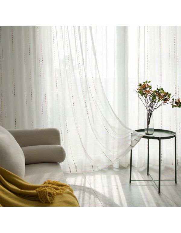 Jacquard stripe linen polyester imitation linen window screen living room bedroom all kinds of window screen coffee color water drop yarn 