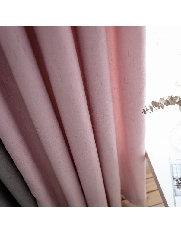 Flat meteor hemp style simple modern net red solid color splicing full blackout American curtain cloth window screen wholesale 