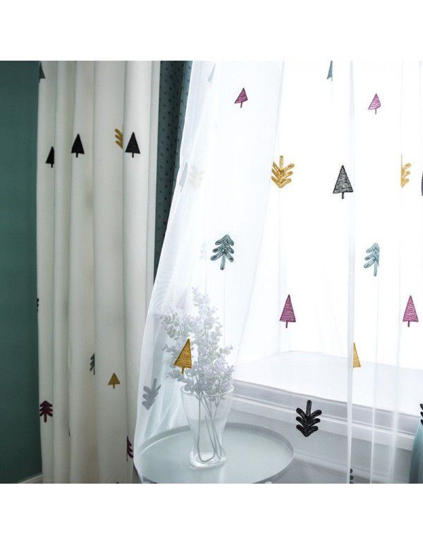 Children's curtain boys and girls room universal color embroidered curtain cloth finished customized children's interest painting