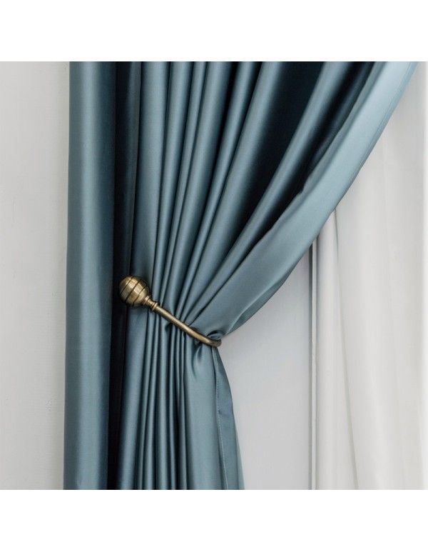 High grade polyester cotton blended real silk curtains light luxury style modern style living room bedroom finished curtain customization 