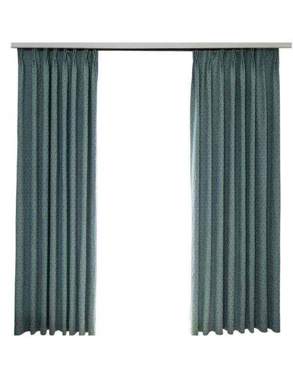 American modern simple light luxury new Chinese curtains contrast stitching embroidery lace velvet real velvet curtains 