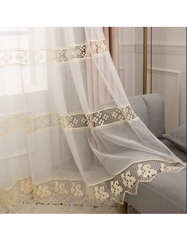 High grade light luxury thickened bamboo shading simulation silk living room bedroom shading curtain finished customized embroidery flat curtain 