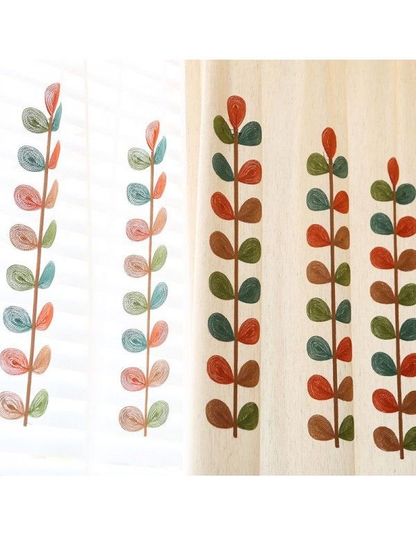 Bamboo hemp Olive Branch Rural simple modern wholesale special price children's living room bedroom curtain window screen finished fabric 