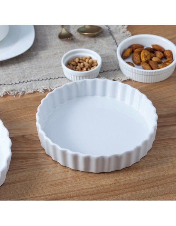 8 inch round ceramic pizza tray creative home oven white stripe cake cheese ceramic pie baking
