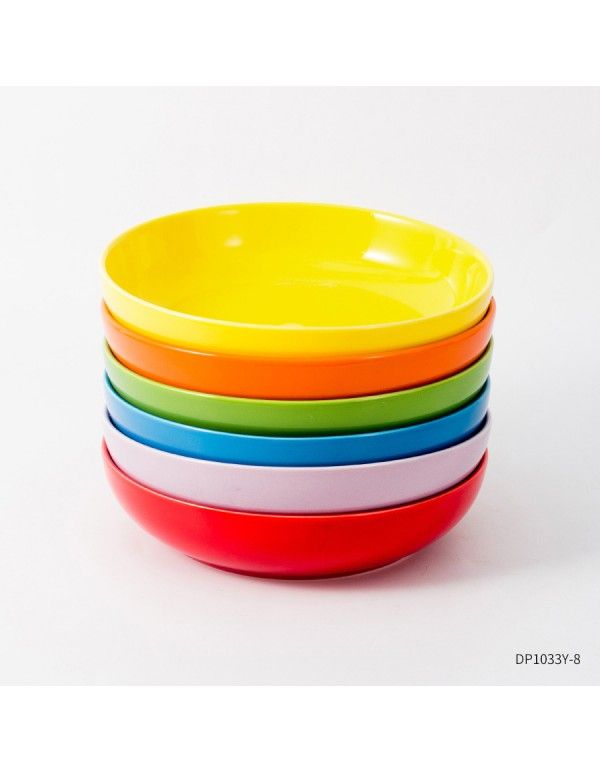 Color glaze ceramic bowl set household custom logo round creativity northern Europe 8 inch deep ceramic soup plate Western plate 