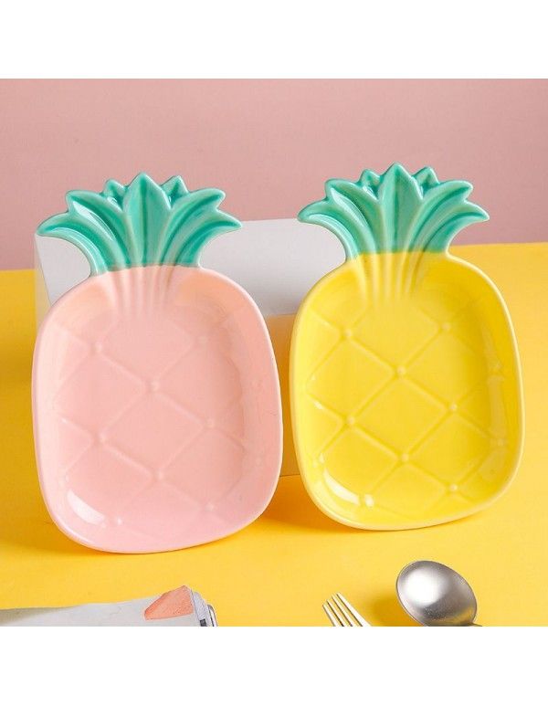 Ceramic tableware pineapple plate creative rice plate lovely fruit plate tropical Nordic dish personalized dinner plate tableware