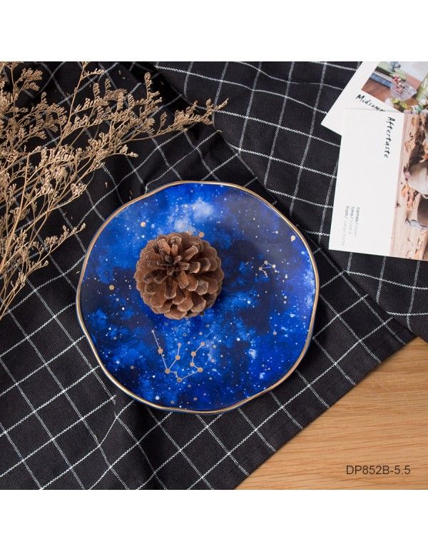 6-inch creative starry plate ceramics Nordic ceramic plate custom logo irregular cartoon Western food plate 