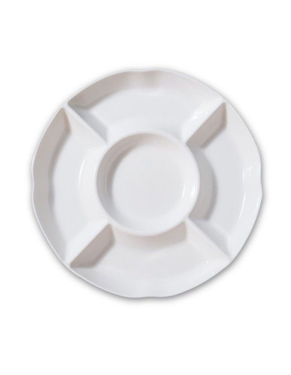 9-inch hotel ceramic dinner plate irregular plate ceramic custom made absolutely white split grid Chinese fruit shaped ceramic plate 