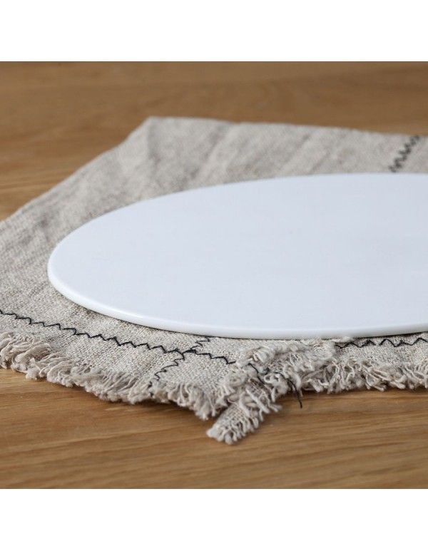 10 inch White Ceramic Western plate oval flat plate cake flat plate ceramic plate custom logo 
