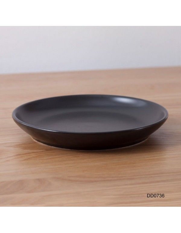 8-inch Japanese tableware plate ceramic round hotel ceramic plate customized black matte creative household dinner plate 