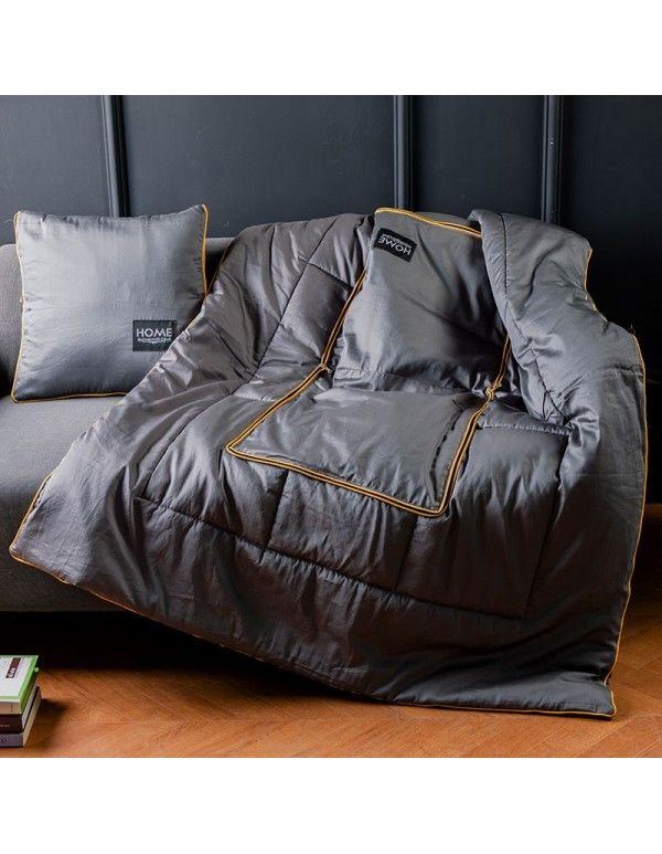 Light luxury cotton satin 60s pillow quilt dual-purpose cotton air conditioner by car cushion folding nap quilt 