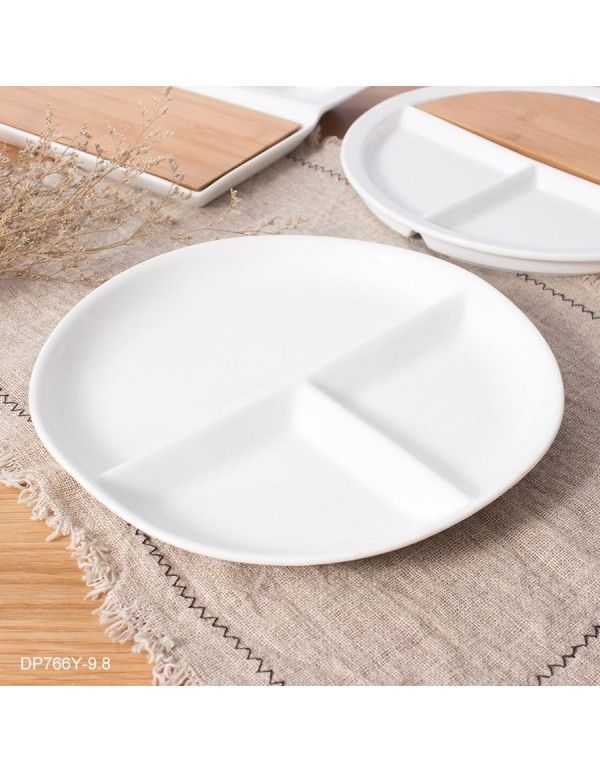 10 inch white ceramic plate custom round ceramic fast food plate dividing plate Korean dividing plate ceramic 