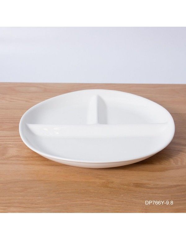 10 inch white ceramic plate custom round ceramic fast food plate dividing plate Korean dividing plate ceramic 