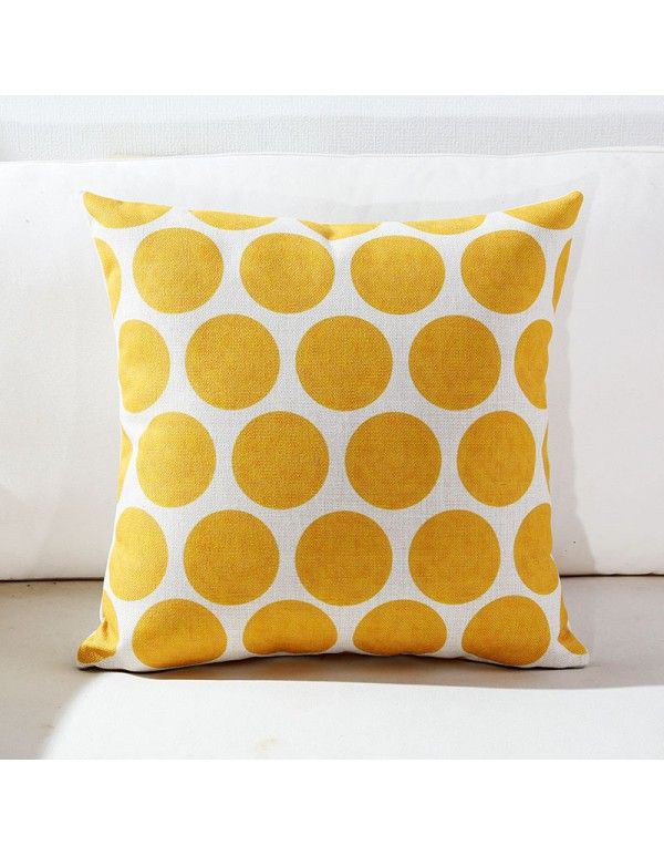 Amazon yellow simple pillow cover British cotton hemp geometric letter cotton linen cushion cover waist support pillow 
