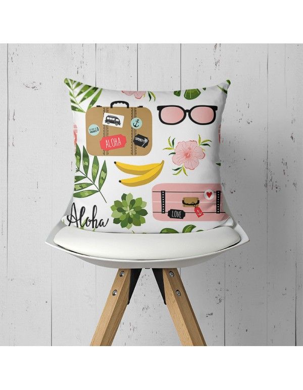 Ins gift household goods Pillow Custom Logo Nordic plant sofa cushion linen cotton hemp hug 