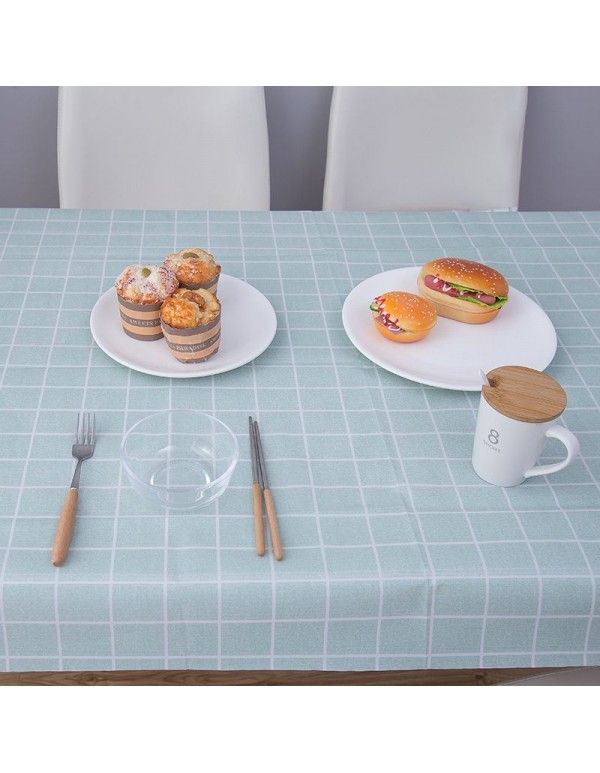 Factory direct sales home style Japanese simple style four color check waterproof oil proof no wash PVC tea table cloth 